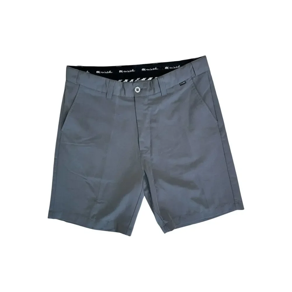 TRAVIS MATHEW Men’s Gray Flat-Front Performance Shorts